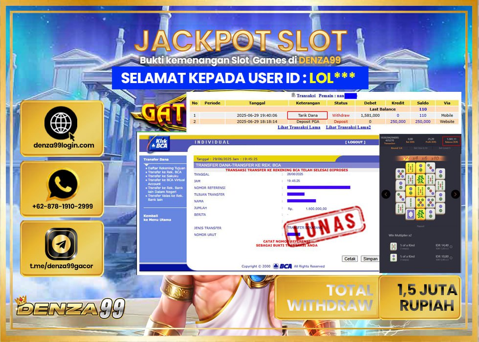 DENZA99 MAHJONG WAYS  Rp.1.500.000- LUNAS